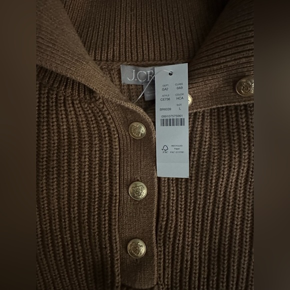 J. Crew Ribbed cotton button-collar sweater - Tan - Picture 2 of 3